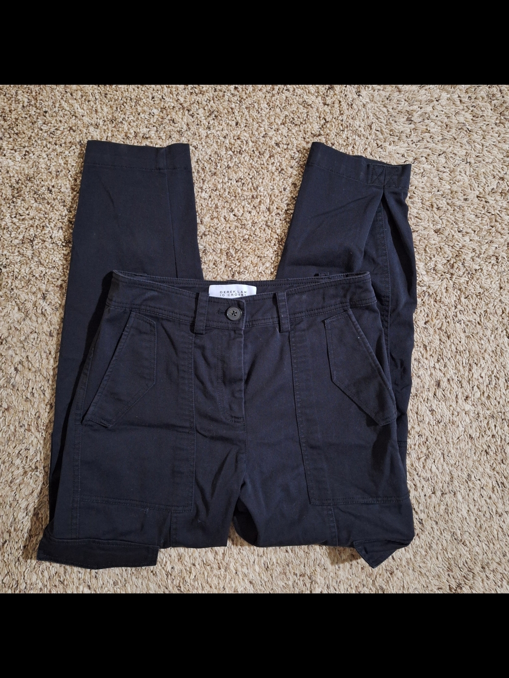 DEREK LAM 10 CROSBY Elian Utility Cargo Pants in Black Size 4